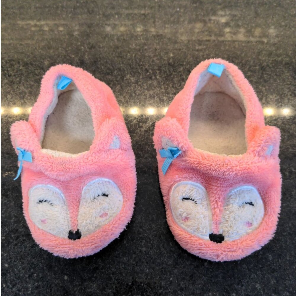 Toddler Fox Slippers size 6 pink baby animal